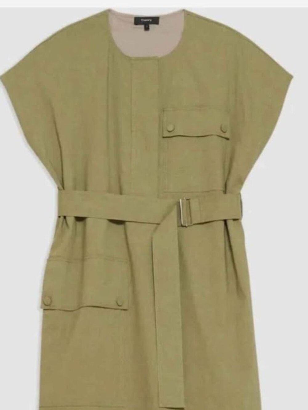 THEORY Crewneck Utility Dress in Good Linen SPRIG US size 10